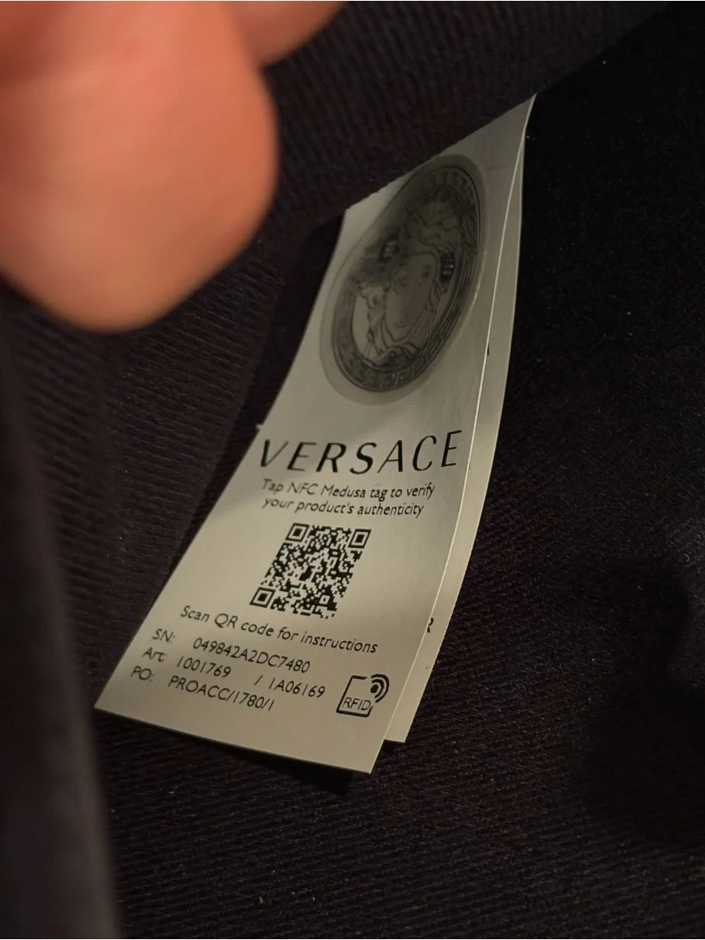Versace Black Leather Stud Logo Messenger Bag with Gold Hardware